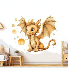 Волшебная стикер-картина золотого дракона для детской цена и информация | Декоративные наклейки | 220.lv