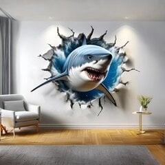 Наклейка 3D Акула Вырывающаяся из Стены цена и информация | Декоративные наклейки | 220.lv