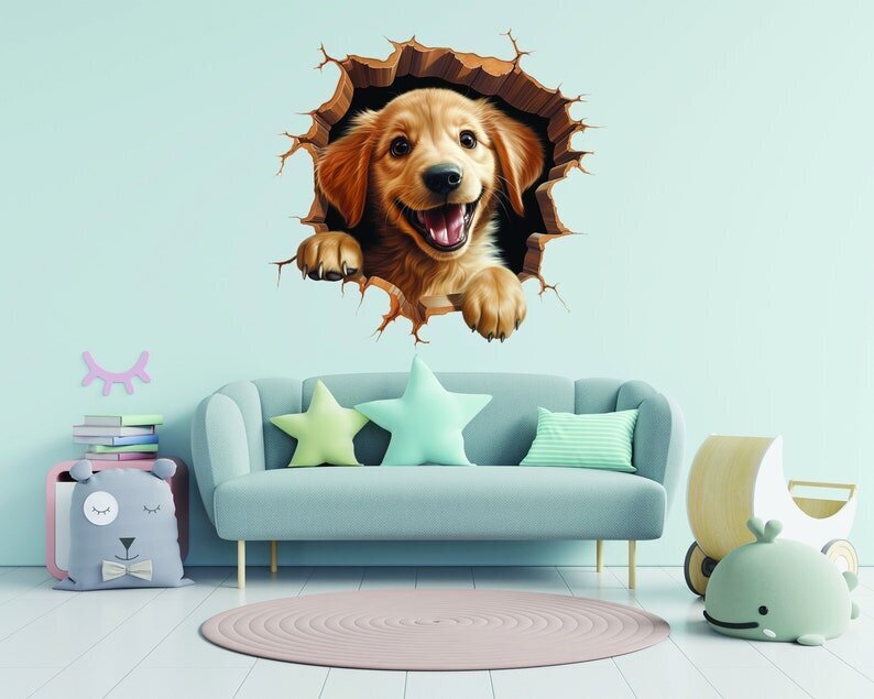 Sienas uzlīme "3D suns" cena un informācija | Dekoratīvās uzlīmes | 220.lv