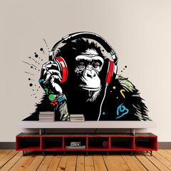 Наклейка на стену Чимпанзе DJ в городском джунгле цена и информация | Декоративные наклейки | 220.lv
