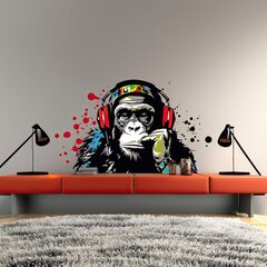 Мудрая обезьяна в наушниках - виниловая наклейка на стену цена и информация | Декоративные наклейки | 220.lv