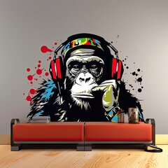 Мудрая обезьяна в наушниках - виниловая наклейка на стену цена и информация | Декоративные наклейки | 220.lv