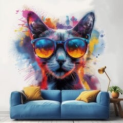 Sienas uzlīme "Kaķis ar saulesbrillēm" cena un informācija | Dekoratīvās uzlīmes | 220.lv