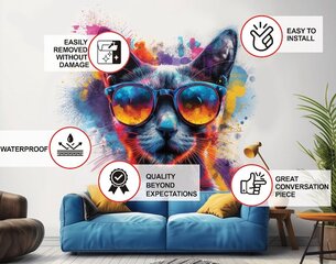 Наклейка на стену - Кот в очках акварель цена и информация | Декоративные наклейки | 220.lv