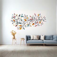 Стилизованное дерево на стикере с цветными листьями - декор стены цена и информация | Декоративные наклейки | 220.lv