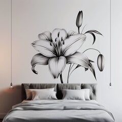 Черно-белая наклейка на стену с лилиями - Элегантный цветочный декор для спальни цена и информация | Декоративные наклейки | 220.lv