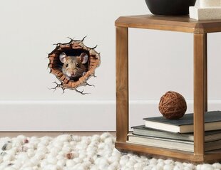 Наклейка на стену 3D Дыра от мыши с заглядывающей мышью цена и информация | Декоративные наклейки | 220.lv