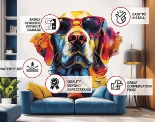 Sienas uzlīme "Suns ar saulesbrillēm" cena un informācija | Dekoratīvās uzlīmes | 220.lv