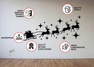 Sienas uzlīme "Ziemassvētku vecītis ar kamanām un ziemeļbriežu" cena un informācija | Dekoratīvās uzlīmes | 220.lv
