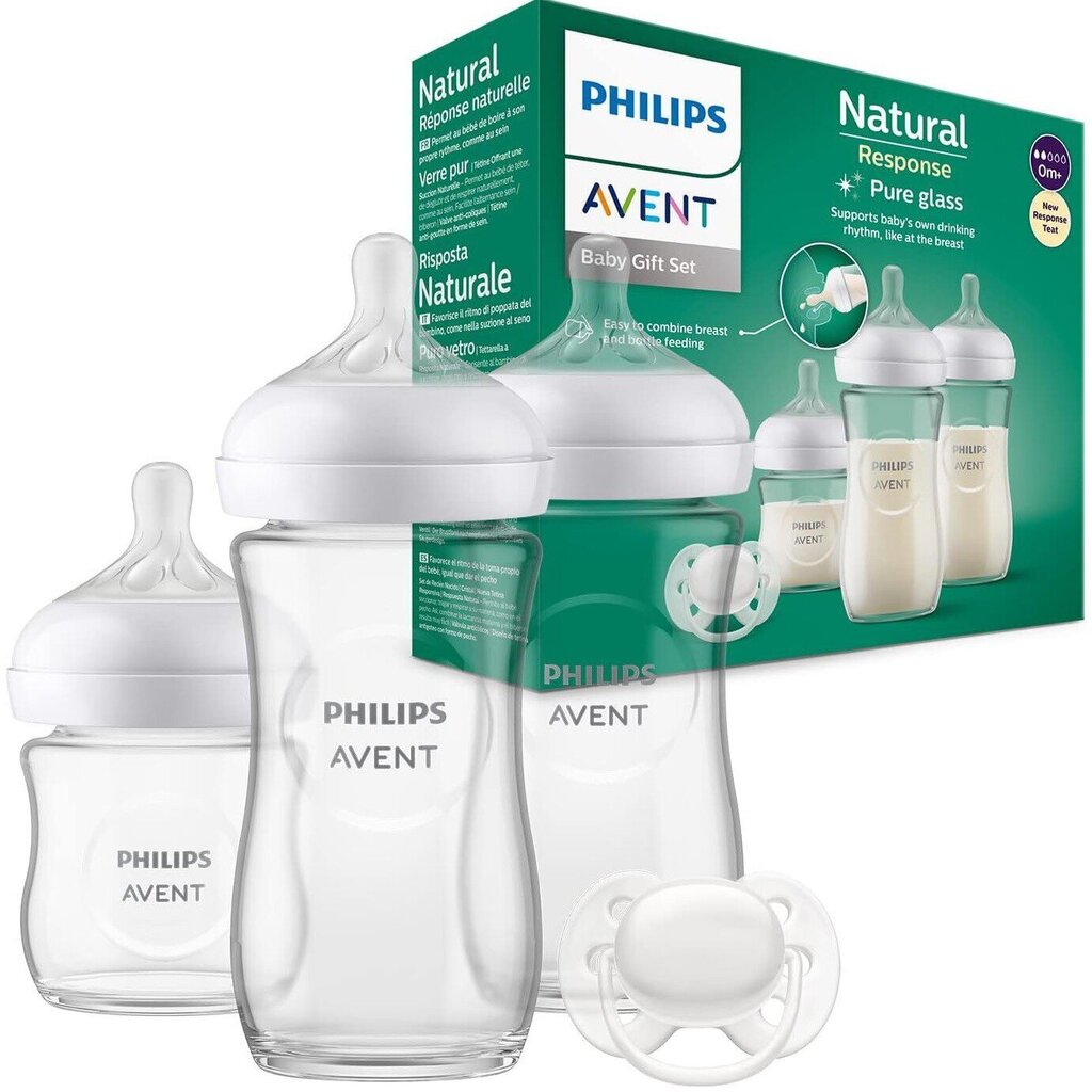 Stikla pudeļu komplekts Philips Avent Natural Response SCD878/11, 0+ mēneši цена и информация | Bērnu pudelītes un to aksesuāri | 220.lv