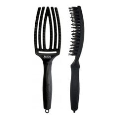 Olivia Garden Fingerbrush Combo Full Black, щетка с волосом из дикого кабана, средний размер цена и информация | Расчески, щетки для волос, ножницы | 220.lv