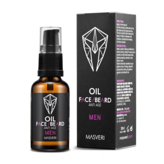 Bārdas eļļa Masveri Face Beard Oil Anti Age, 30ml cena un informācija | Skūšanās piederumi, kosmētika | 220.lv