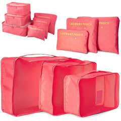 Набор тревел-чехлов для чемодана, 6 шт., розовый цена и информация | Чемоданы, дорожные сумки | 220.lv