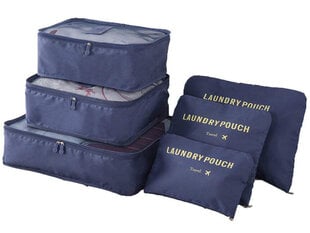 Набор тревел-чехлов для чемодана, 6 шт., синий цена и информация | Чемоданы, дорожные сумки | 220.lv