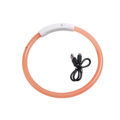 Ūdensnecaurlaidīga LED kaklasiksna suņiem, USB uzlādējama - Oranža cena un informācija | Apkakles, siksnas suņiem | 220.lv