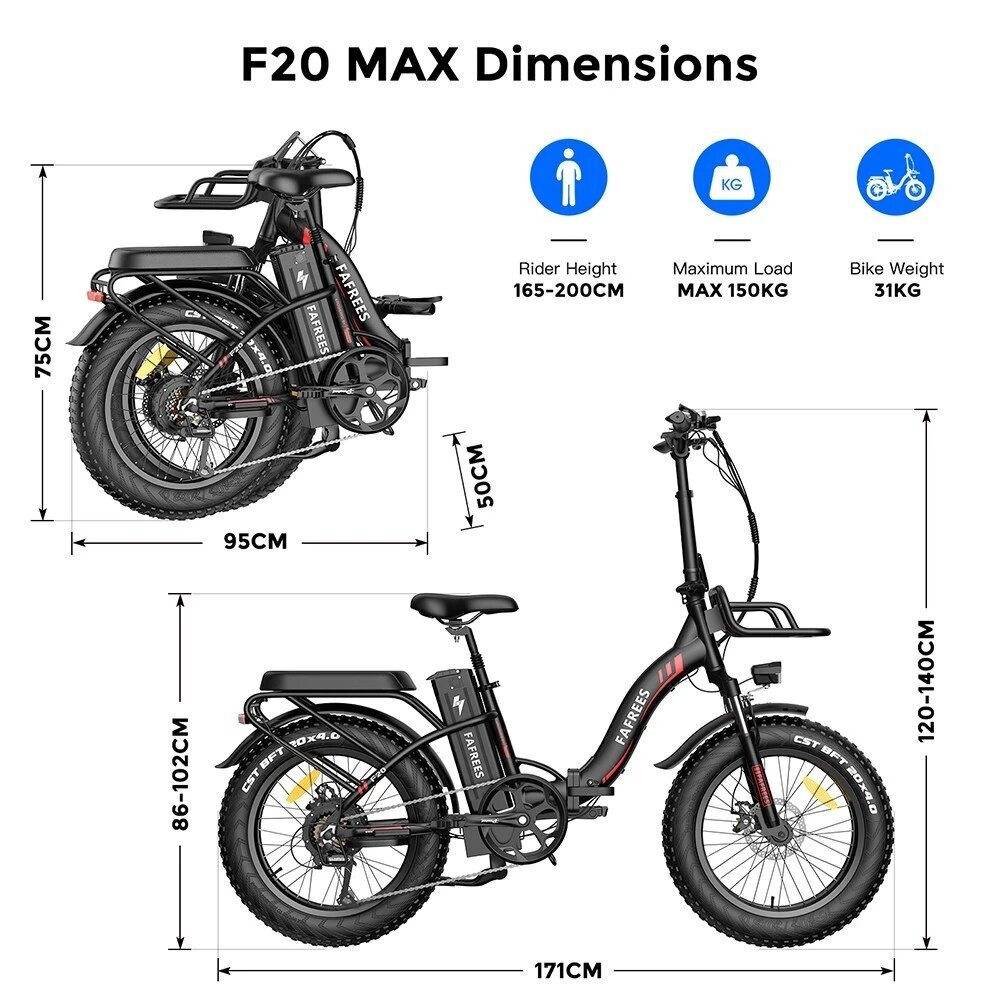 Elektriskais velosipēds Fafrees F20 Max, 20", zils, 500W, 22,5Ah cena un informācija | Elektrovelosipēdi | 220.lv