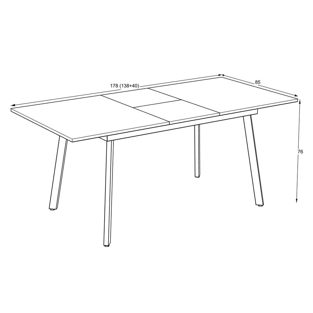 Podrez izvelkamais pusdienu galds, 138cm cena un informācija | Virtuves galdi, ēdamgaldi | 220.lv