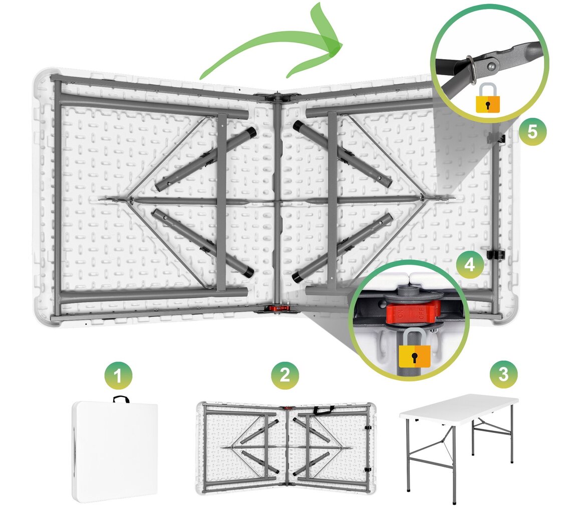 Saliekamais ēdamgalds June, balts cena un informācija | Dārza galdi | 220.lv