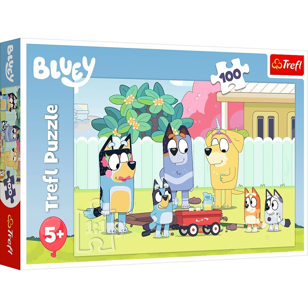 Trefl Puzle 100 elementi Happy world of Bluey cena un informācija | Puzles, 3D puzles | 220.lv