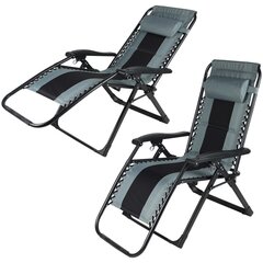 Sauļošanās krēsls, melns cena un informācija | Sauļošanās krēsli | 220.lv