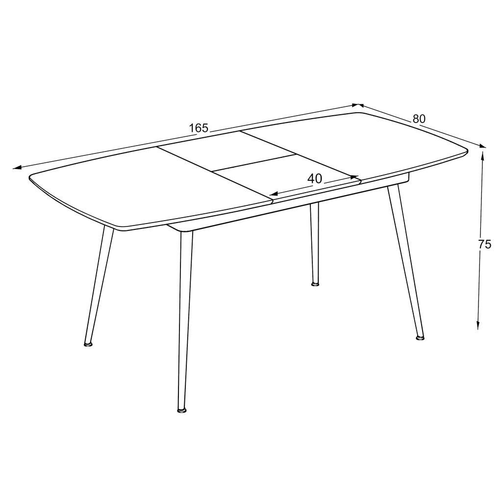 Izvelkamais pusdienu galds Podrez Yense 125, cosmos glossy cena un informācija | Virtuves galdi, ēdamgaldi | 220.lv