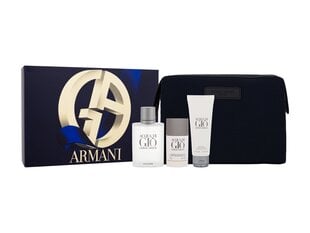 Komplekts Giorgio Armani Acqua di Gio vīriešiem: tualetes ūdens EDT, 100 ml + dušas želeja, 75 ml + dezodorants, 75 ml + kosmētikas soma cena un informācija | Vīriešu smaržas | 220.lv