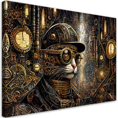 Gleza uz audekla Kaķis Steampunk stilā cena un informācija | Gleznas | 220.lv