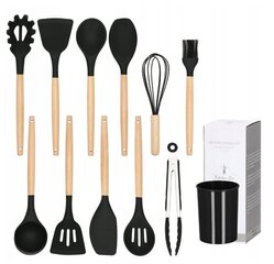 Virtuves instrumentu komplekts, melns, 12 gab. cena un informācija | Virtuves piederumi | 220.lv