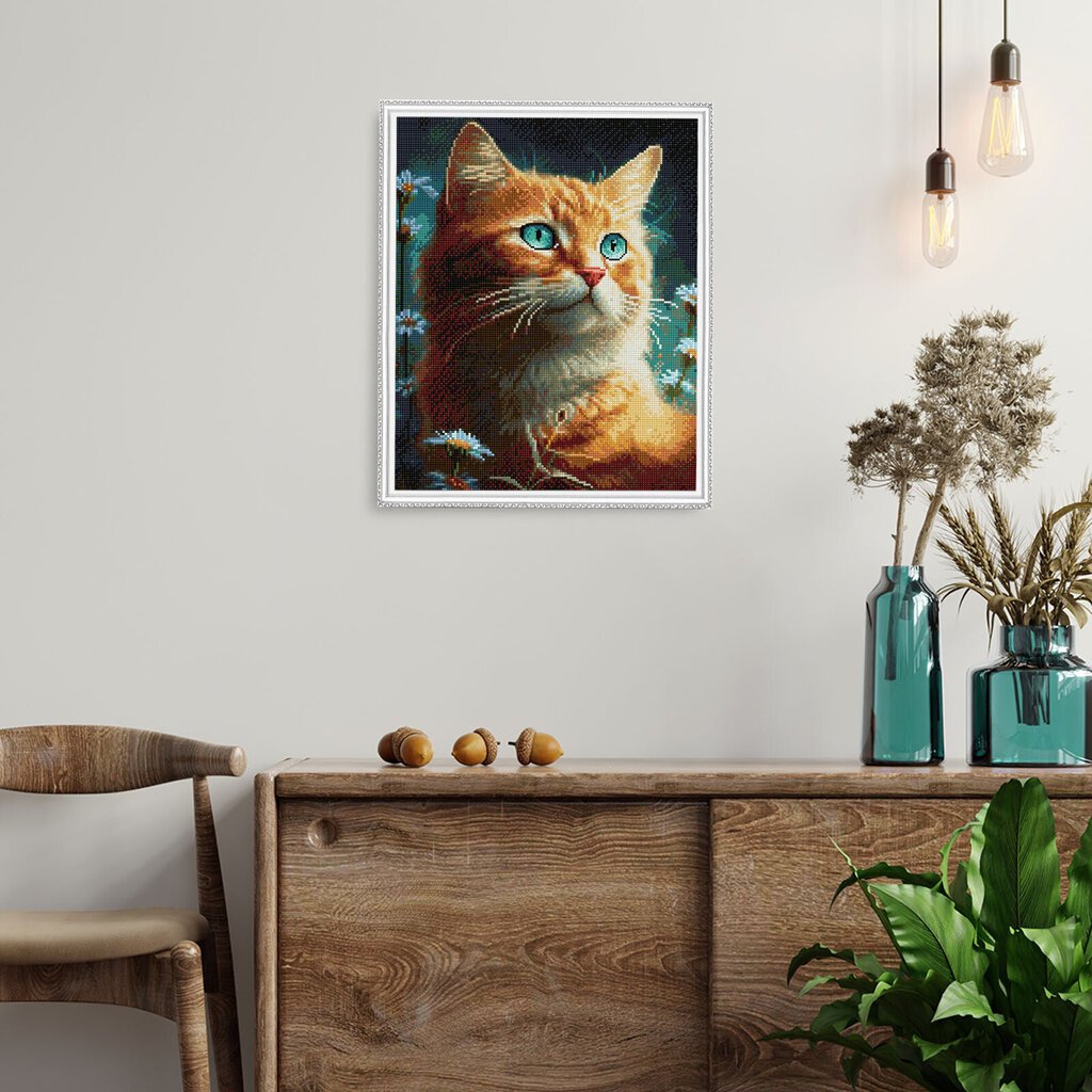 Dimantu mozaīkas komplekts uz rāmja TM Varvikas - Ginger cat LG337e 40x50 cm cena un informācija | Dimantu mozaīkas | 220.lv