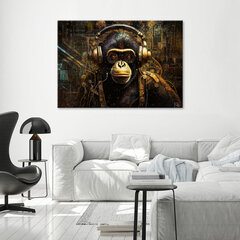 Glezna uz audekla Šimpanze ar austiņām цена и информация | Картины | 220.lv