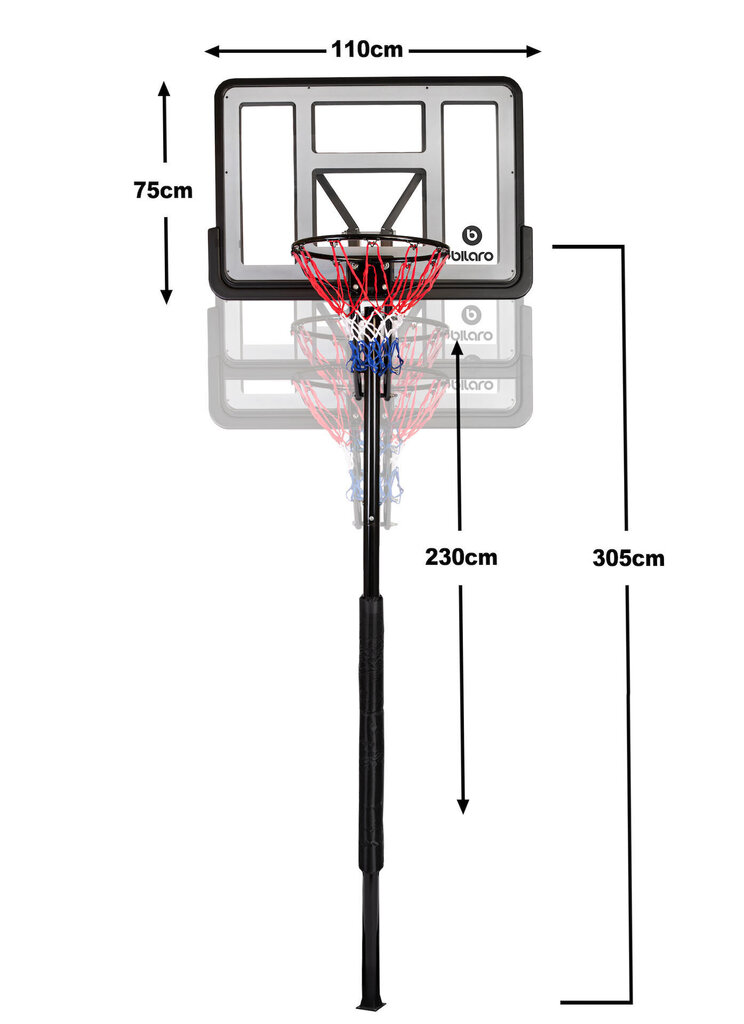 Stacionārs basketbola statīvs Bilaro Portland cena un informācija | Basketbola statīvi | 220.lv