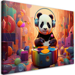 Gleznieciba uz audekla, Panda ar austiņām cena un informācija | Gleznas | 220.lv