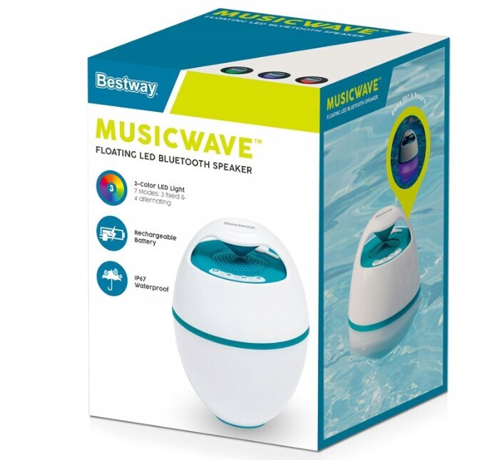 Bestway peldošais MusicWave skaļrunis ar Bluetooth un LED gaismu 58700 cena un informācija | Baseinu piederumi | 220.lv