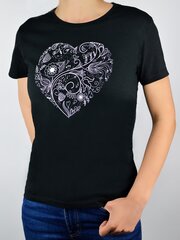 Женская футболка Noviti "Heart" (черная) цена и информация | Женские футболки | 220.lv