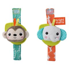 Bright Starts Rattle&Teethe Wrist Pals™ pērtiķis un zilonis grabulis, 0m+ cena un informācija | Rotaļlietas zīdaiņiem | 220.lv