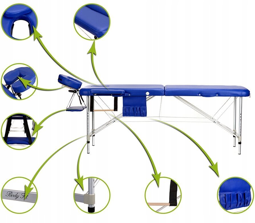 Masāžas galds Bodyfit, 186x60 cm, zils cena un informācija | Masāžas piederumi | 220.lv