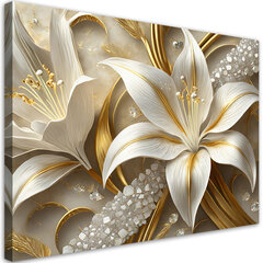 Glezna uz audekla Zelta glamūra lilijas cena un informācija | Gleznas | 220.lv
