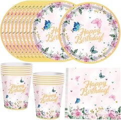 Набор посуды на тему дня рождения с бабочками - 10 ле цена и информация | Праздничные декорации | 220.lv
