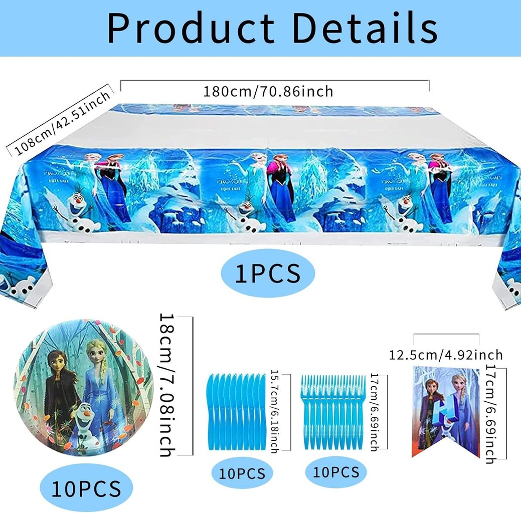 Frozen dzimšanas dienas rotājumi bērniem, 81 gab. cena un informācija | Svētku dekorācijas | 220.lv