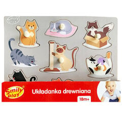 Koka puzle Smily Play Kaķi, 9 d. cena un informācija | Rotaļlietas zīdaiņiem | 220.lv