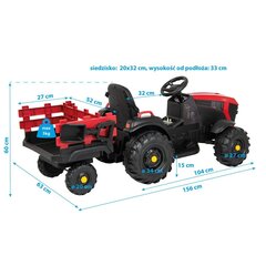 электрический трактор с прицепом, красный цена и информация | Электромобили для детей | 220.lv