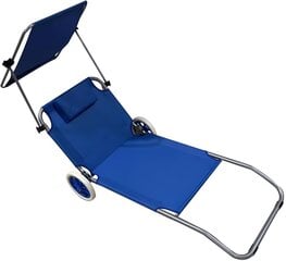 Saliekamā gulta uz riteņiem, 116x62x62-90cm, zila cena un informācija | Sauļošanās krēsli | 220.lv