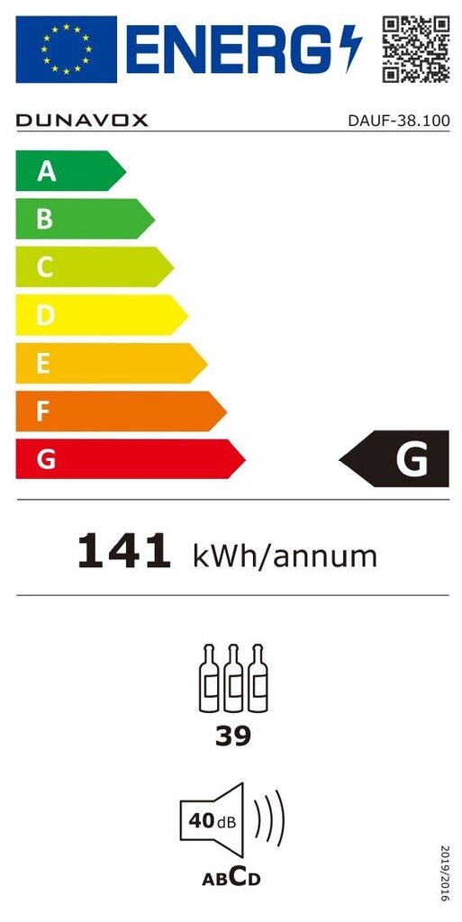 Dunavox DAUF-38.100DB.TO cena un informācija | Vīna ledusskapji | 220.lv