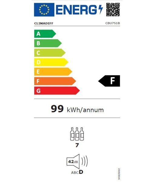 Climadiff CBU7S1B cena un informācija | Vīna ledusskapji | 220.lv