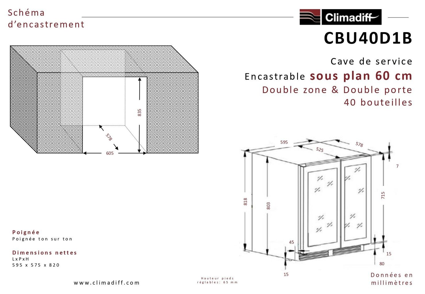 Climadiff CBU40D1B цена и информация | Vīna ledusskapji | 220.lv