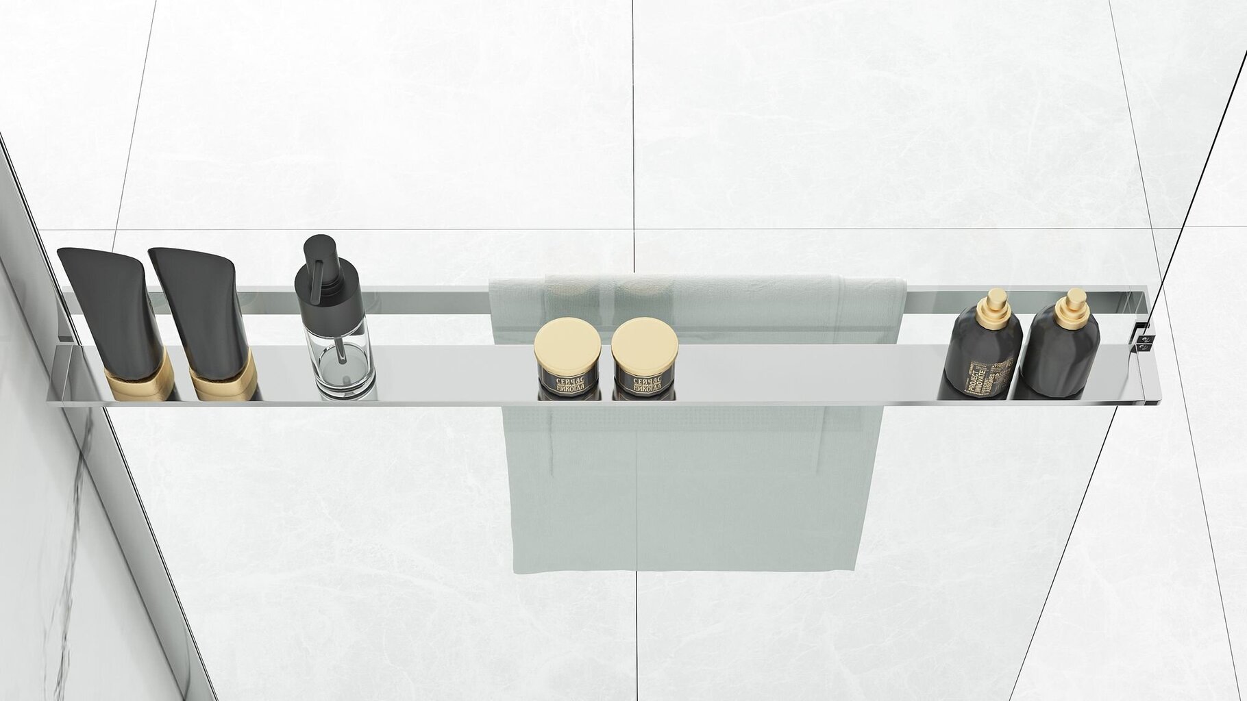 Dušas siena Rea Aero N 120 caurspīdīga ar plauktu un Evo pakaramo elementu cena un informācija | Dušas kabīnes | 220.lv
