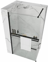 Rea Aero Black Mat 120 dušas siena ar plauktu un EVO pakaramo cena un informācija | Dušas kabīnes | 220.lv