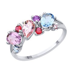 Stella jewelry серебряное кольцо для женщин с родиевым покрытием и синтетическими камнями, 92014318-91 цена и информация | Кольца | 220.lv