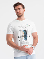 Хлопковая футболка с принтом лагуны - белый v1 om-tspt-0127 125210-7 цена и информация | Мужские футболки | 220.lv