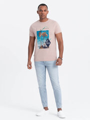 Хлопковая футболка с принтом Калифорния - розовая v2 om-tspt-0128 125213-7 цена и информация | Мужские футболки | 220.lv